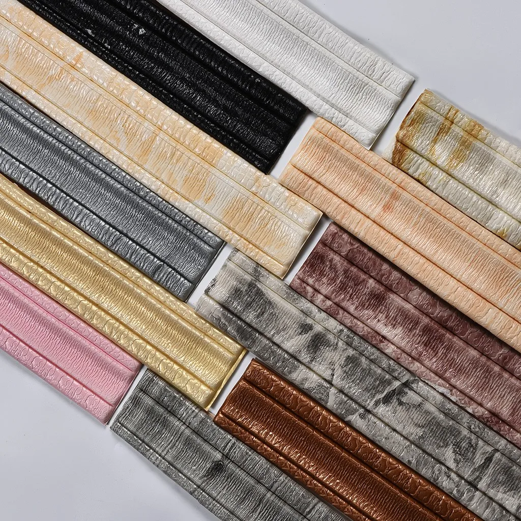 3D талии плинтус DIY самоклеющейся Водонепроницаемый узор обои границы Кухня ТВ