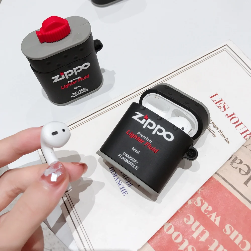 3D прикуриватель дизайн беспроводной Bluetooth наушники чехол для AirPods 2 1 мягкая силиконовая гарнитура Защитная крышка с крючком