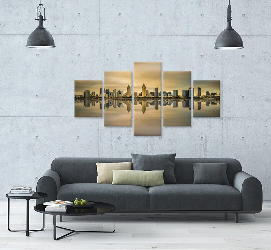 США городской пейзаж 5 шт. большой холст стены искусства Сан-Диего центр