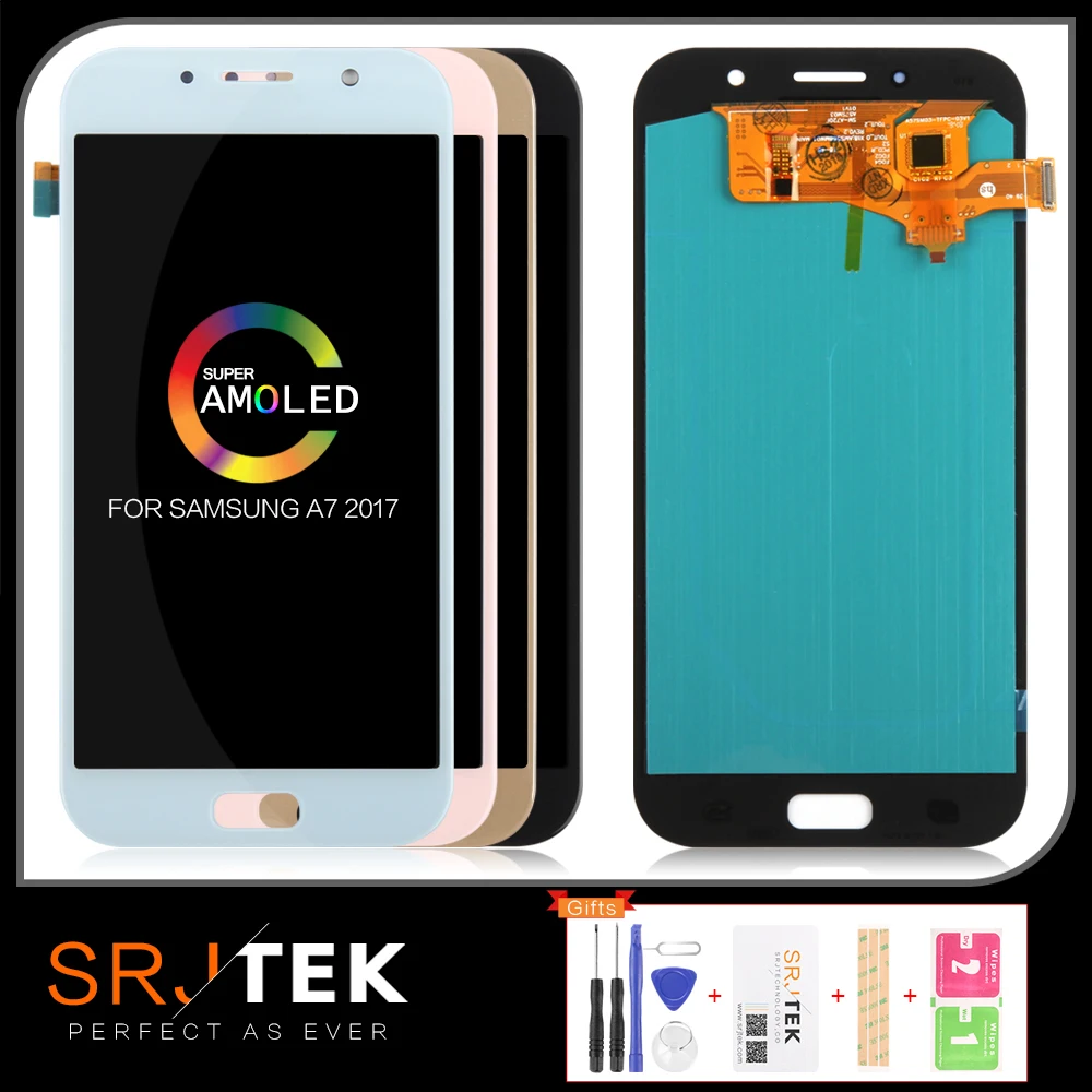 100% супер OLED ЖК-дисплей для Samsung Galaxy A7 2017 A720 A720F сенсорный экран с цифровым