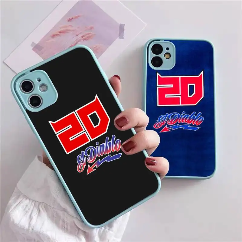 

Moto Fabio Quartararo NO.20 Phone Case For iphone 13 12 11 xr xs x 7 8 pro max Light blue Soft TPU Silicone Clear Case Cover