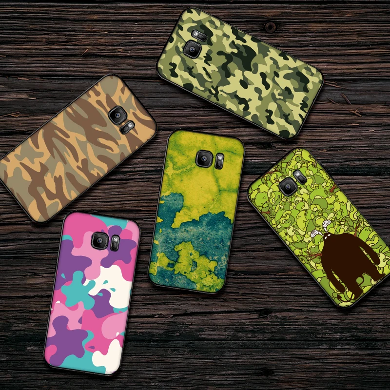 Роскошный черный чехол для samsung A3 4 5 6 plus A8 9 A10 A20 30 A40 50 A60 A70 2017 M40 J6 камуфляжной