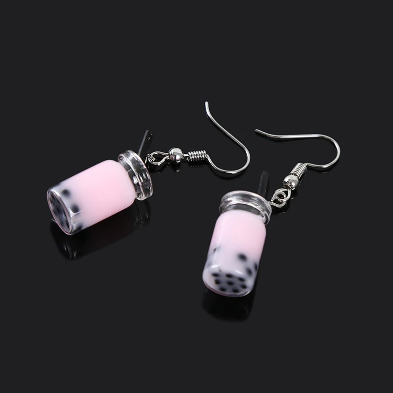 

New Pearl Milk Tea Fruit Creative Personality Drop Earrings Japanese Korean Fun Ear Hook Small Earrings For Women Female