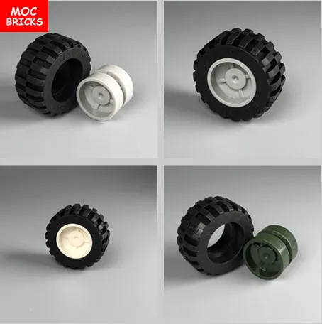 Набор кубики MOC светильник серый и военный зеленое Белое колесо с черными шинами