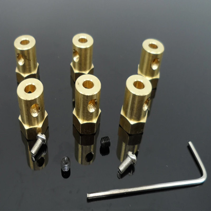 5PCS/Lot RC Model Car Wheels Connector for DC Speed Reduce Motor Hexagon Coupling Copper Couplings 3mm 4mm 5mm 6mm 7mm 8mm | Игрушки и