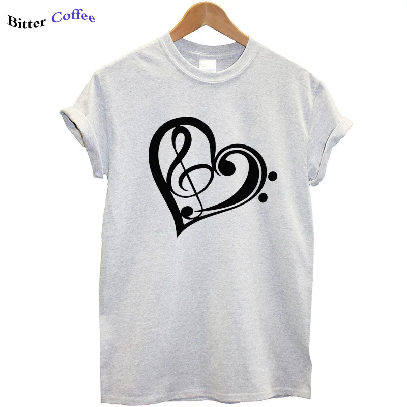 Забавная женская футболка в форме сердца с музыкальным принтом лидер продаж