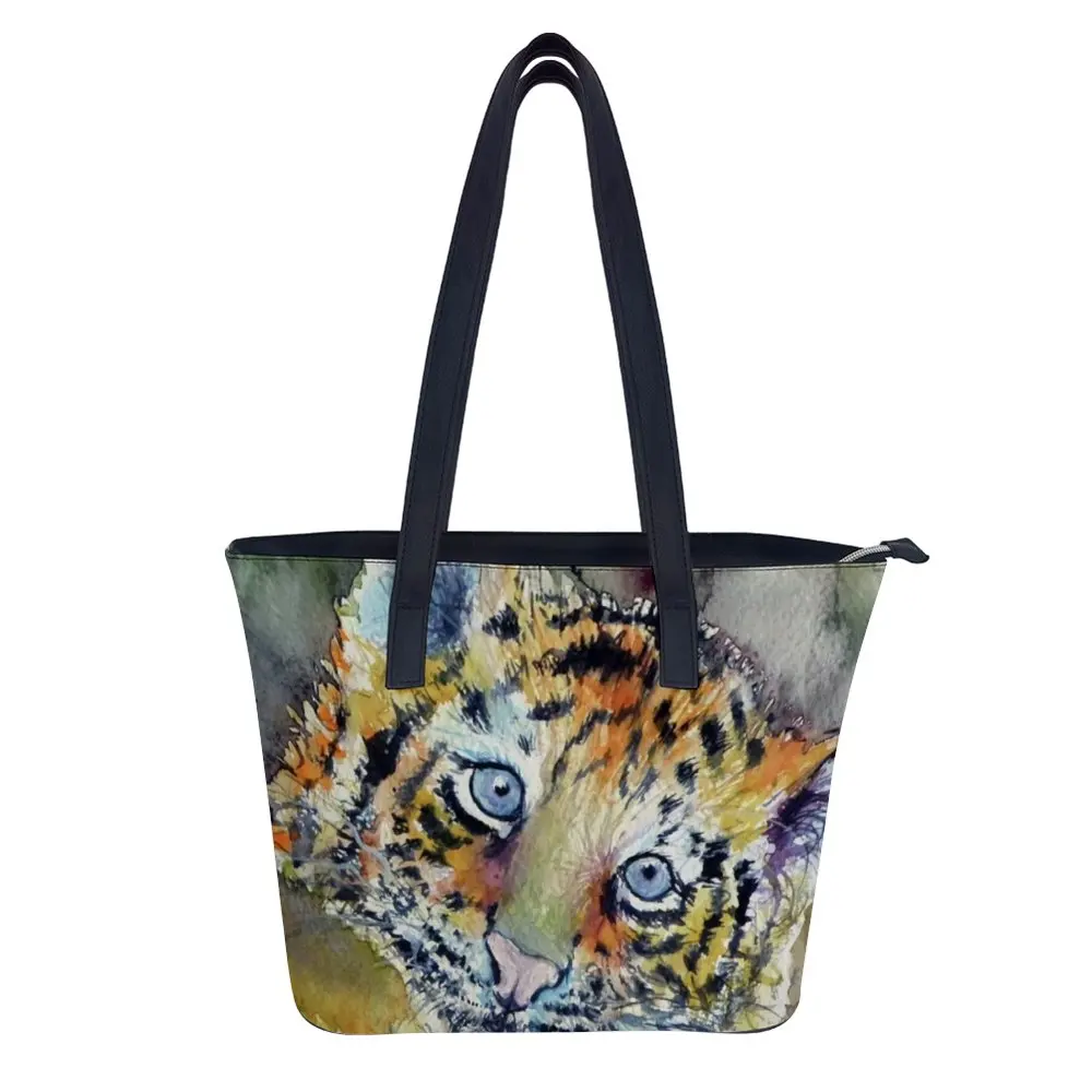

Tiger Shoulder Bag Beach Colorful Handbag Girl Streetwear Pocket Leather Shopping Bag