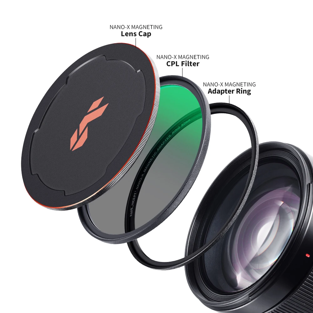 K&F Concept Magnetic HD CPL Nano-x Camera Filter with Lens Cap Circular Polarizeing Multi-Layer Coatings 52mm 58mm 62mm 67mm enlarge