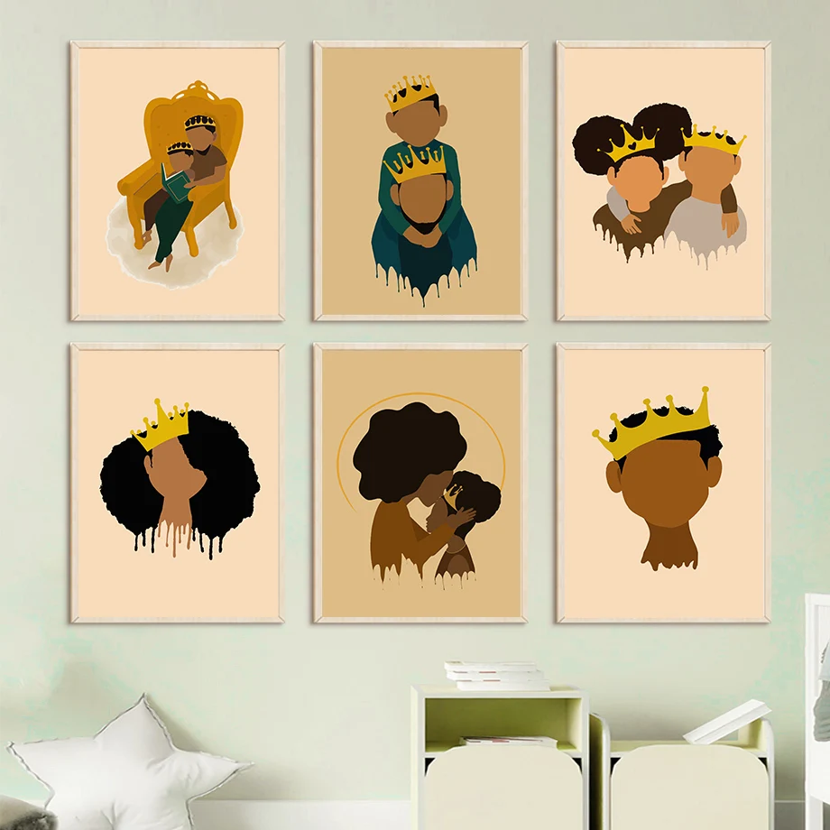 

Abstract Mother And Girl Boy Crown Family Wall Art Canvas Painting Nordic Posters And Prints Wall Pictures Baby Kids Room Decor