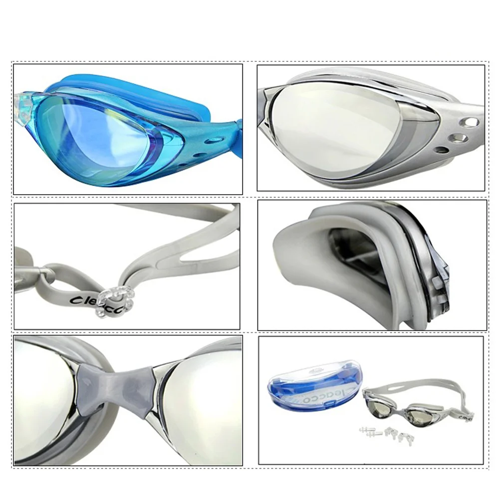

Leacco DL603 Adjustable Unisex Adult Non Fogging Anti-UV Swimming Goggles Swim Glasses (Silver)