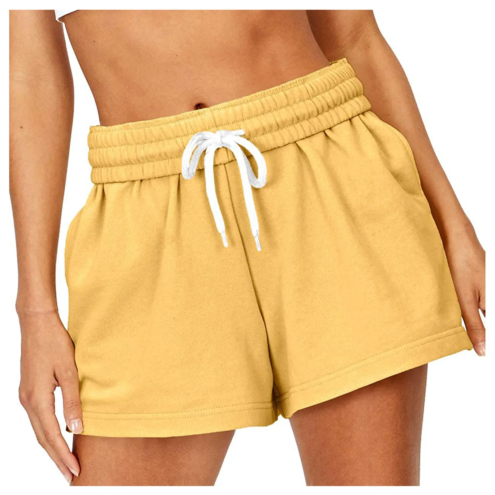 

2021 Summer Loose Shorts Drawstring Shorts Womens Comfy Solid Casual Elastic Waist Pocketed