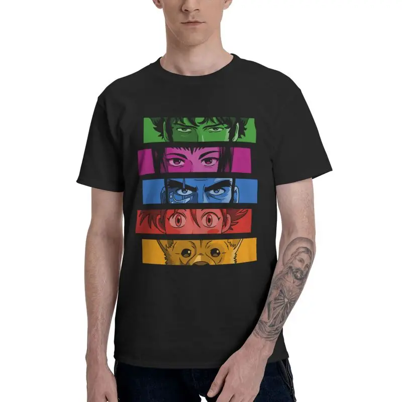 

Манга Cowboy Bebop футболка для мужчин Уникальный хлопковые футболки с короткими рукавами и научной фантастики футболки с аниме рисунком подарк...