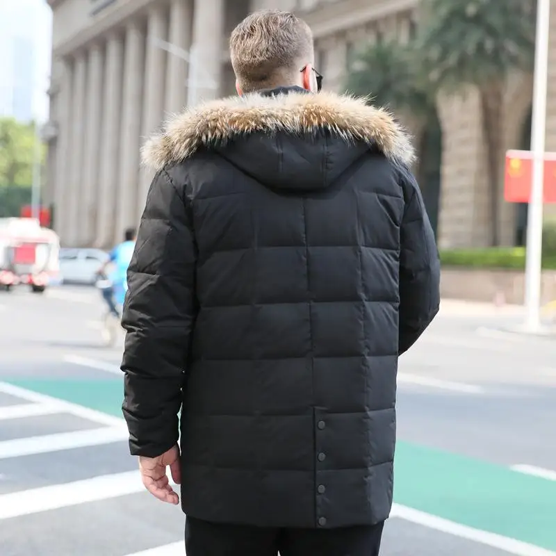2022 winter men's duck down overcoat male warm thick parkas jacket with real fur hooded black green xxxxxxxxxxl 7xl 8xl 9xl 10xl