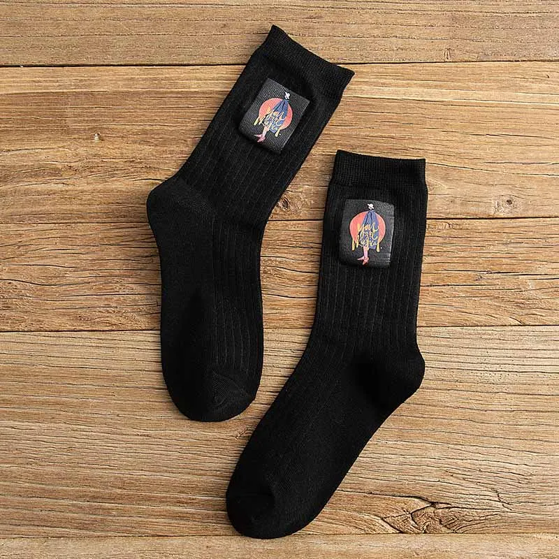 

Japanese Kawaii Style Girl Print Art Harajuku Women Socks Skarpety Abstract Oil Painting Cotton Funny Cute Sock Sokken Skarpetki