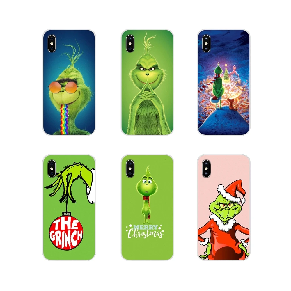 Дизайнерский чехол для Apple IPhone X XR XS MAX 4 4s 5 5S 5C SE 6 6S 7 8 Plus ipod touch 5 6 зеленый монстр Grinch палантин Рождество