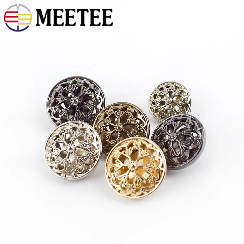 Meetee 10 шт. 18-22 мм полые цветочные Металлические Модные пуговицы DIY аксессуары для