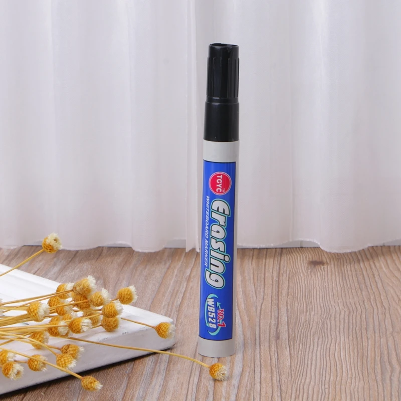 

W3JD Erasable Black Ink Marker Pen Whiteboard Fast Dry Comfort Grip For Office