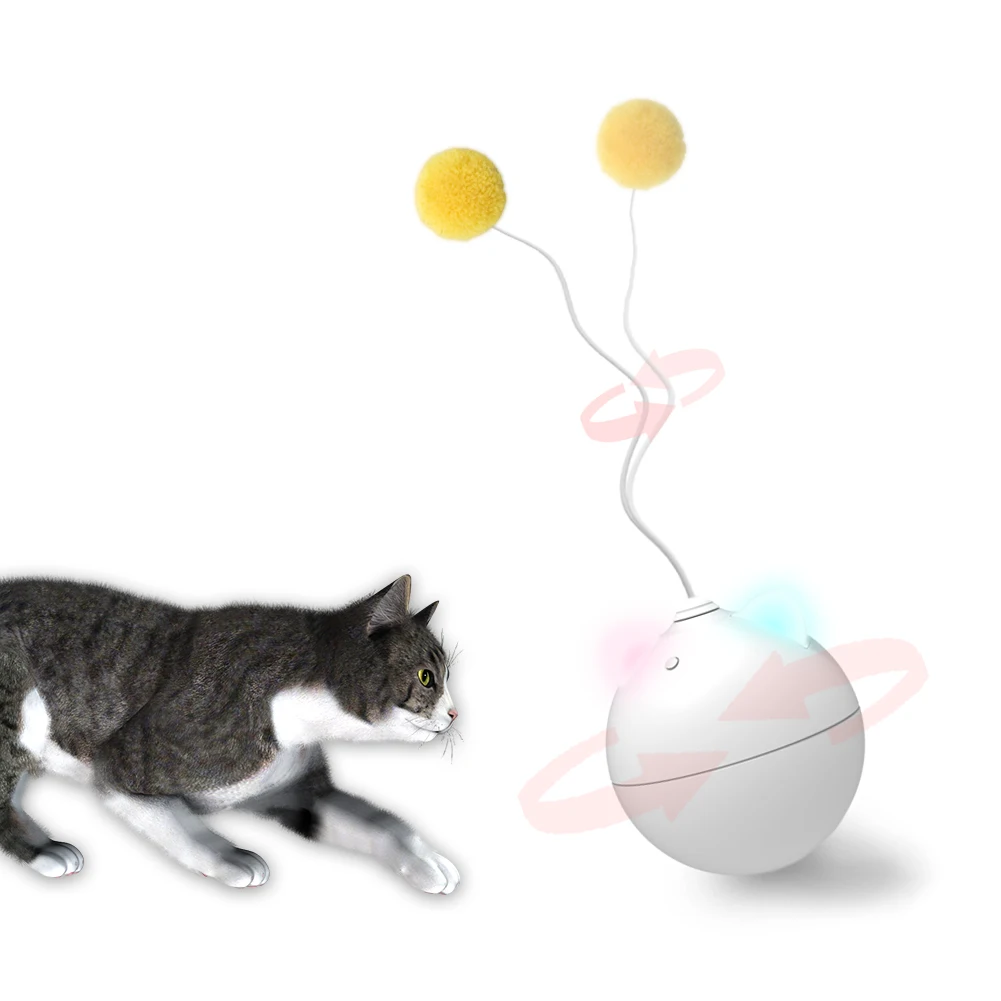 

Creative Electric Tumbler Cat Toy Smart Teasing Rolling Ball Cat Toys LED Light Cats Toys Interactive Self Rotating Ball Ropes
