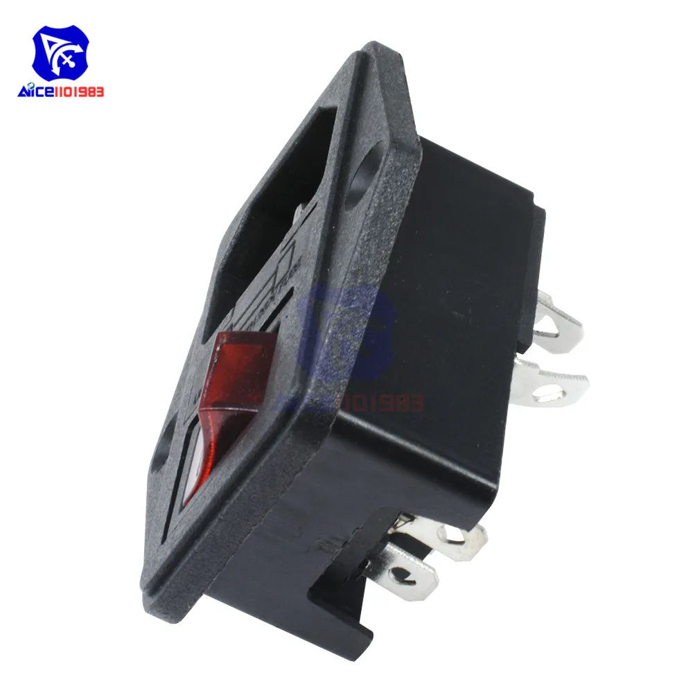 Diymore AC 250V 10A красный светодиодный кулисный переключатель включения/выключения 3 Pin