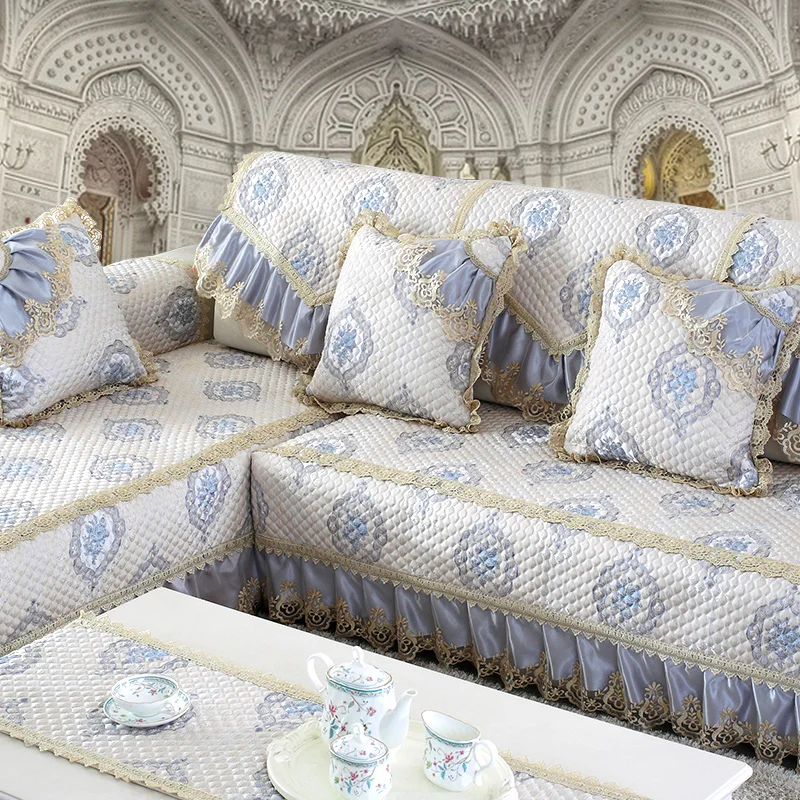 Роскошный нескользящий тканевый коврик для дивана в европейском стиле кружевной