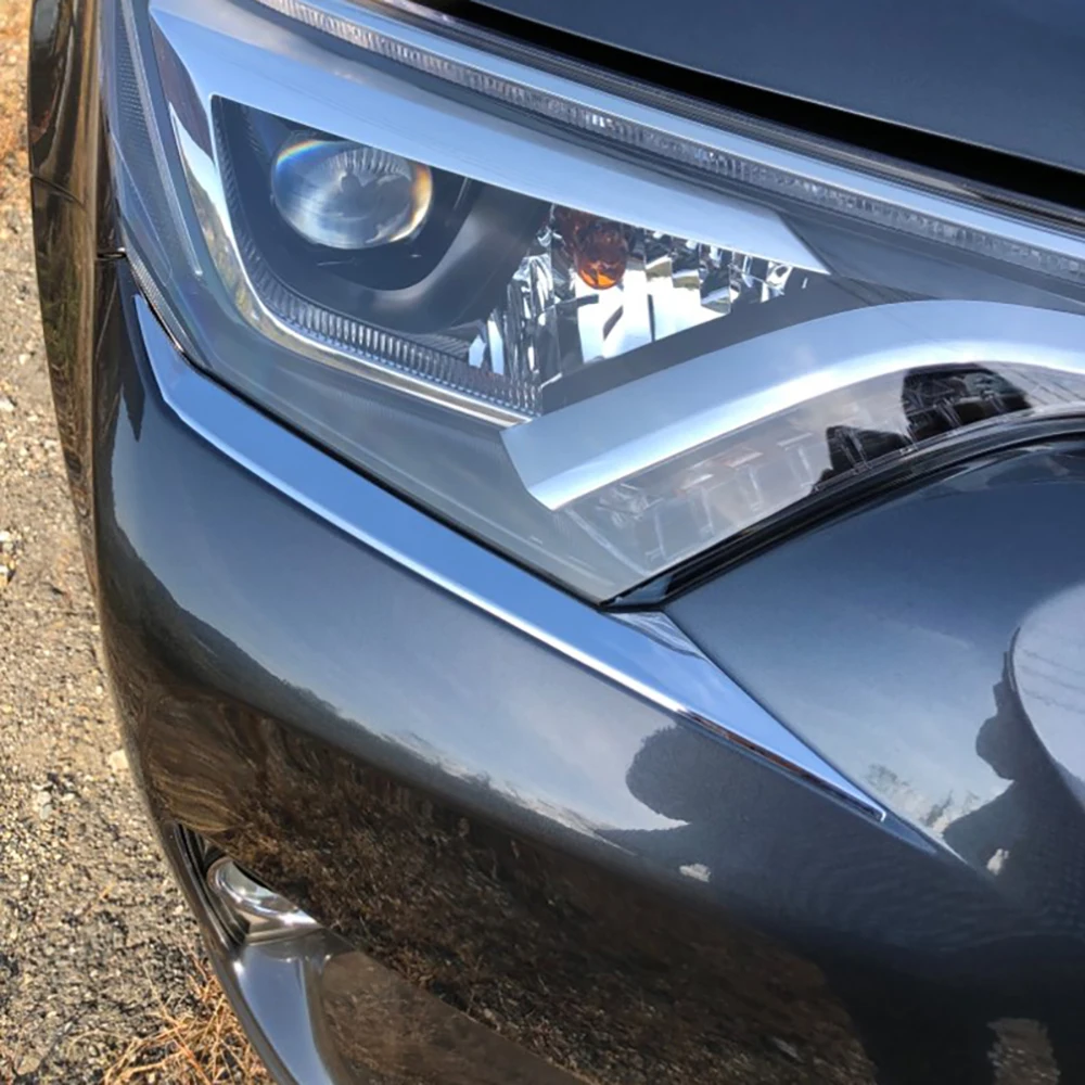 

For Toyota RAV4 2016 2017 Chrome Front Headlight Lamp Eyelid Cover Trim Sticker