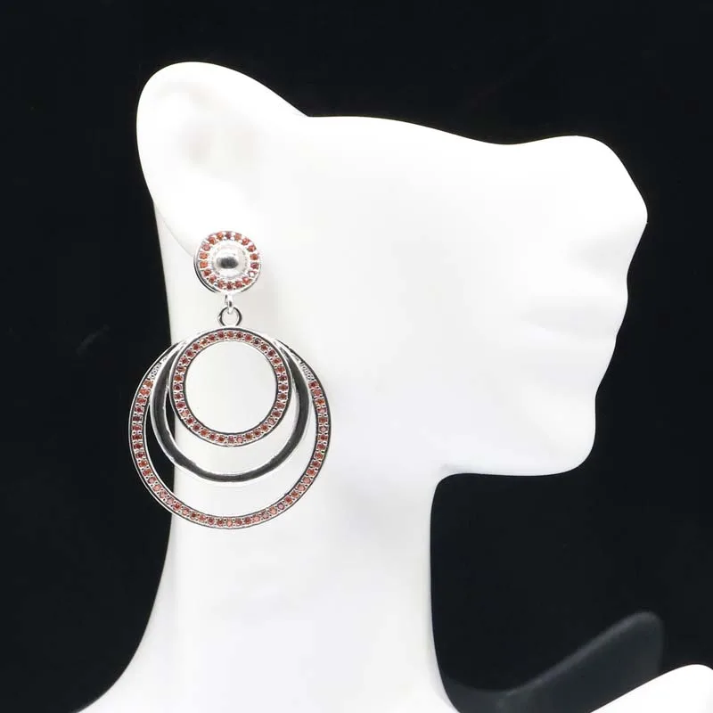 

45x31mm Romantic Created Orange Spessartine Garnet Ladies Dating Fine Jewelry Silver Earrings Eye Catching