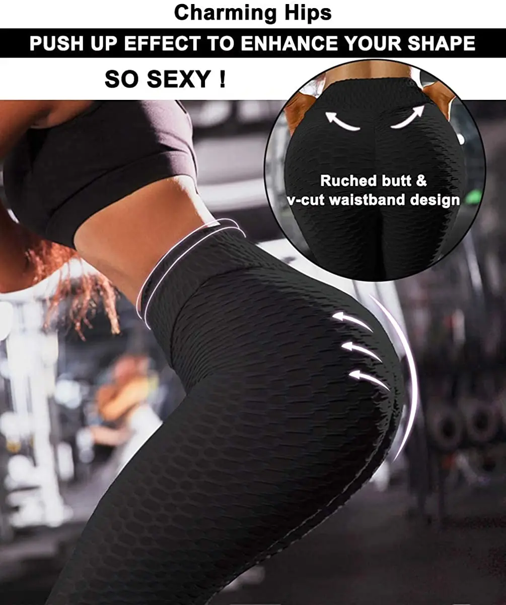 Женские эластичные штаны для йоги с эффектом пузырьковой текстуры|Штаны йоги| |