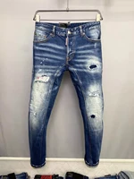 2022 autumn new trend dsquared2 mens washed worn ripped and painted fashion jeans a189