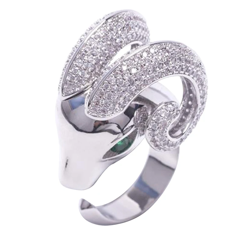 Женское кольцо в форме козы LYCOON регулируемое Открытое с фианитом вечерние кольца