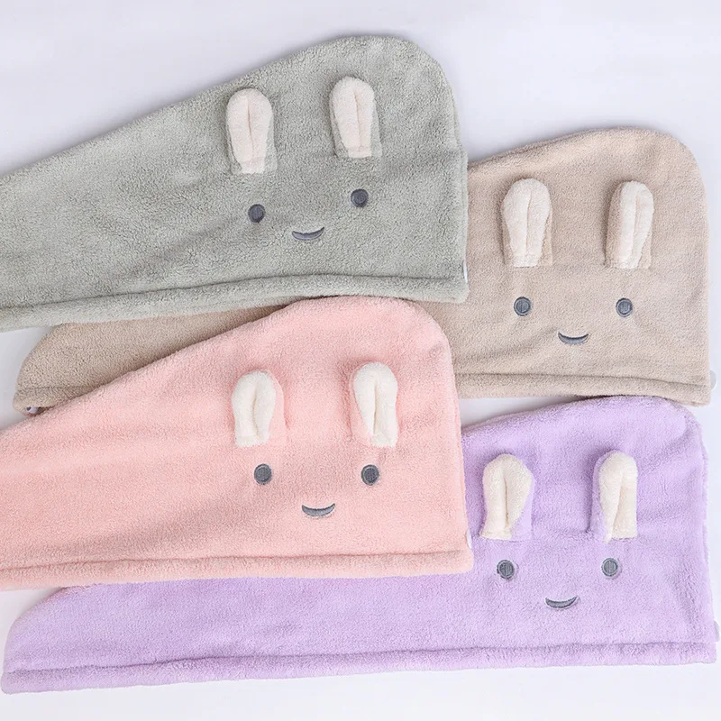 

Microfiber Hair Towel Dry Quick Drying Bath Towel for Lady Absorption Turban Hair Dry Cap Turban Head Wrap Home Bathing Tools