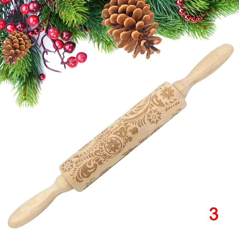 Рождество тиснение деревянная Скалка выпечки печенье лапша торт тесто