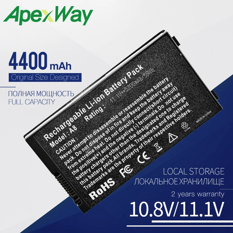 

Apexway 4400 mAh laptop battery For ASUS 70-NF51B1000 90-NF51B1000 90-NF51B1000Y 90-NNN1B1000Y NB-BAT-A8-NF51B1000 A32-A8