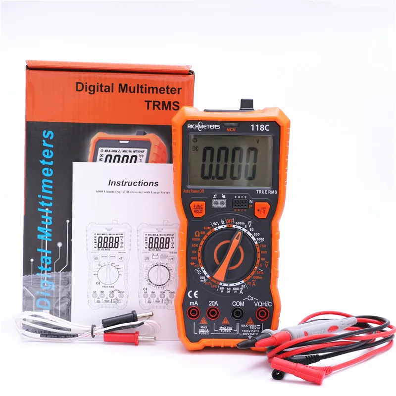 Цифровой мультиметр RICHMETERS 118C 6000 отсчетов 20 А Бесконтактный индикатор напряжения