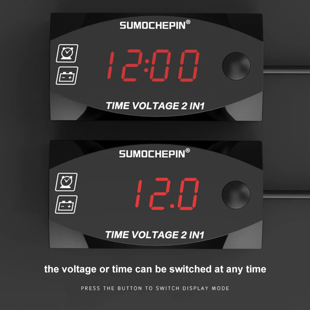 Часы на руль мотоцикла 2 в 1 часы Вольтметр водонепроницаемый светодиодный