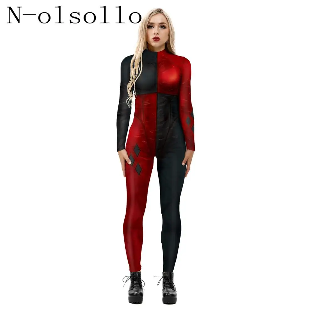 Новые комиксные женские комбинезоны N olsollo с 3D рисунком длинным рукавом и высоким