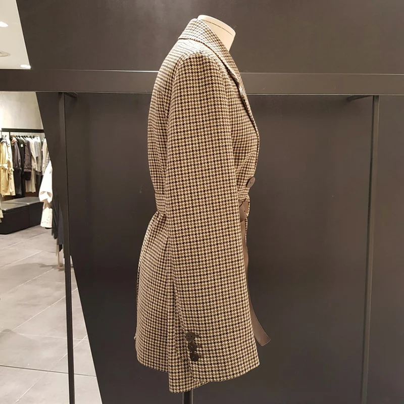 

Long Suit Women's Retro Double-breasted Long Luxury Coat Belt Long Sleeve Casual Classic Retro Fashion Women's Jacket Coat