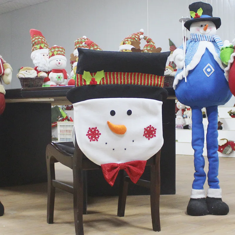

Old Snowman Chair Set Hotel Restaurant Holiday Cloth Christmas Supplies