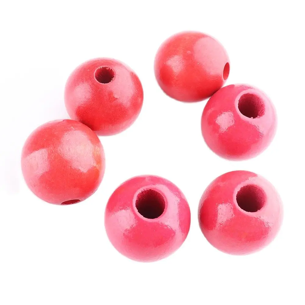 

Деревянные бусины с большим отверстием, необработанные красные круглые подвески с гладкой поверхностью для изготовления ювелирных издели...