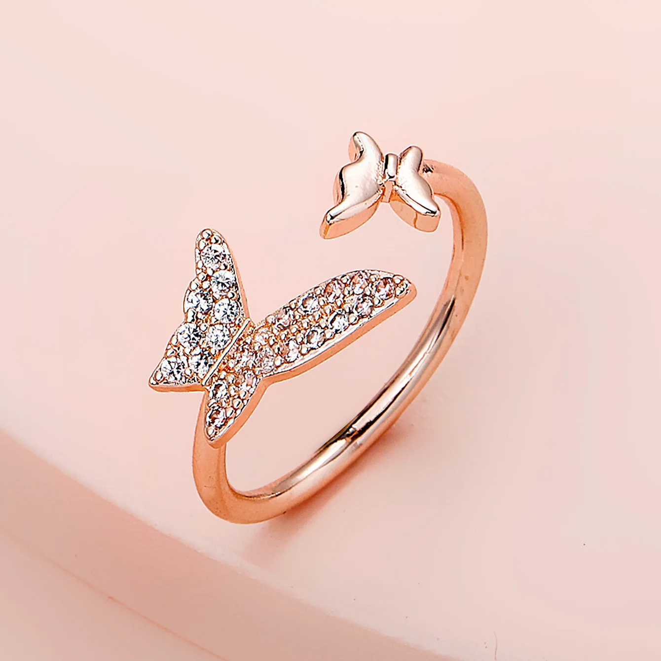 

New fashion retro style ring simple and beautiful style inlaid zircon ring butterfly flower lady ring party gift jewelry