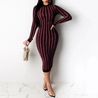 sequins striped bodycon midi dress women 2020 african cocktail party dresses streetwear long sleeve stretch tight vestidos