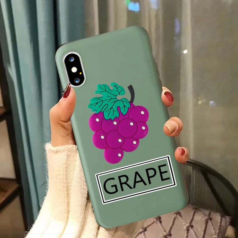 candy colored matte matte silicone soft shell phone case for iphone 11 pro xs max x xr 7 8 6 6s plus 3d fruit grape phone cover free global shipping