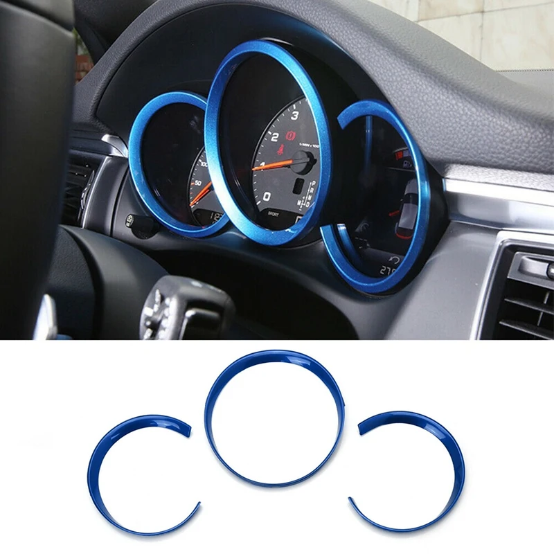 

3 Pcs Blue Dashboard Edge Decoration Trim Ring For-Porsche Macan 2014-2020