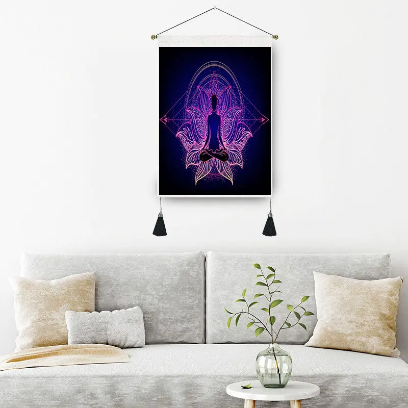 С психоделической мандалой Йога Для мужчин в качестве фона для дивана и фазы