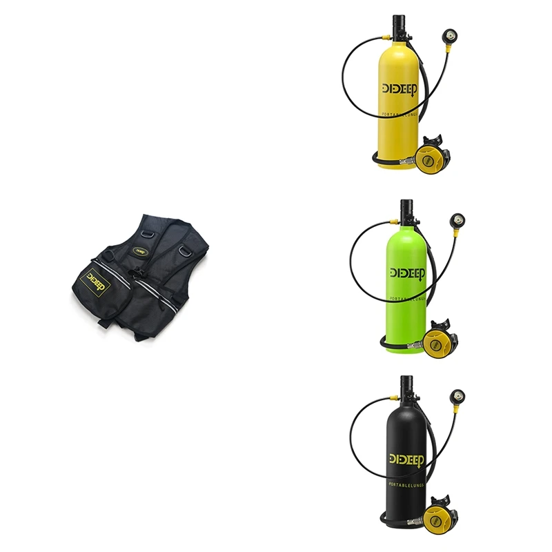 

Hot DIDEEP X5000 Pro 2L Scuba Diving Tank Vest Bag Adapter Mini Oxygen Cylinder Set Respirator Air Tank Diving Equipment