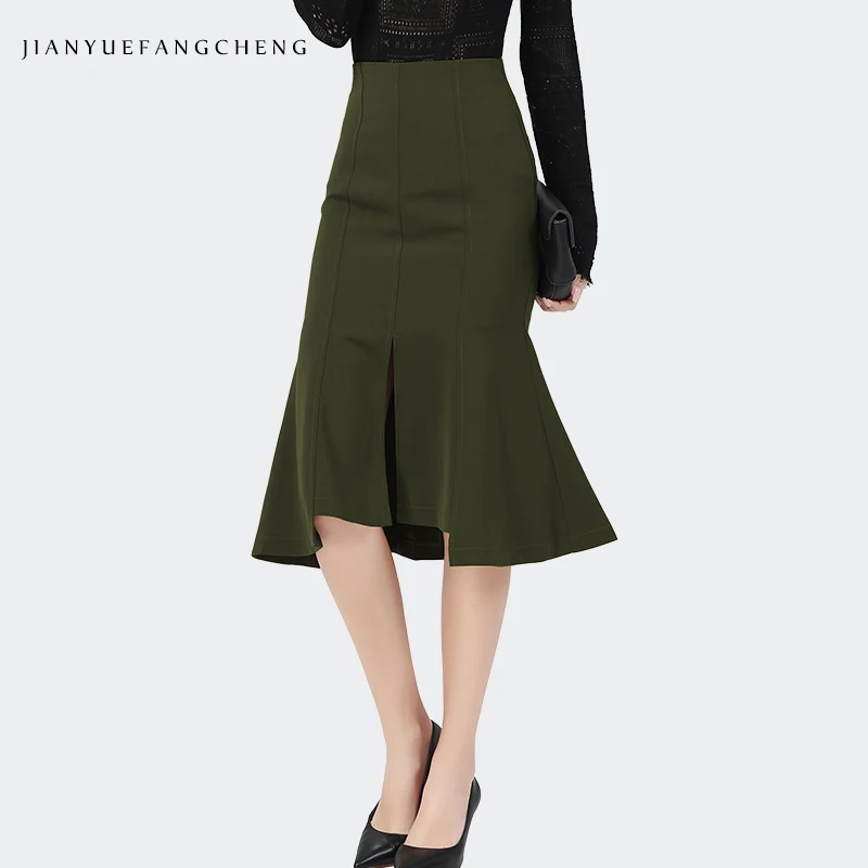 

Юбка-карандаш Женская средней длины, с разрезом