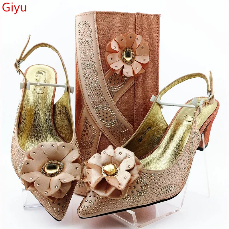 Doershow новейший дизайн африканская Свадебная женская обувь персиковая