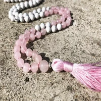 8mm 108 howlite rose%c2%a0quartz knot gemstone necklace chic glowing spread easter gift restore all saints day meditation