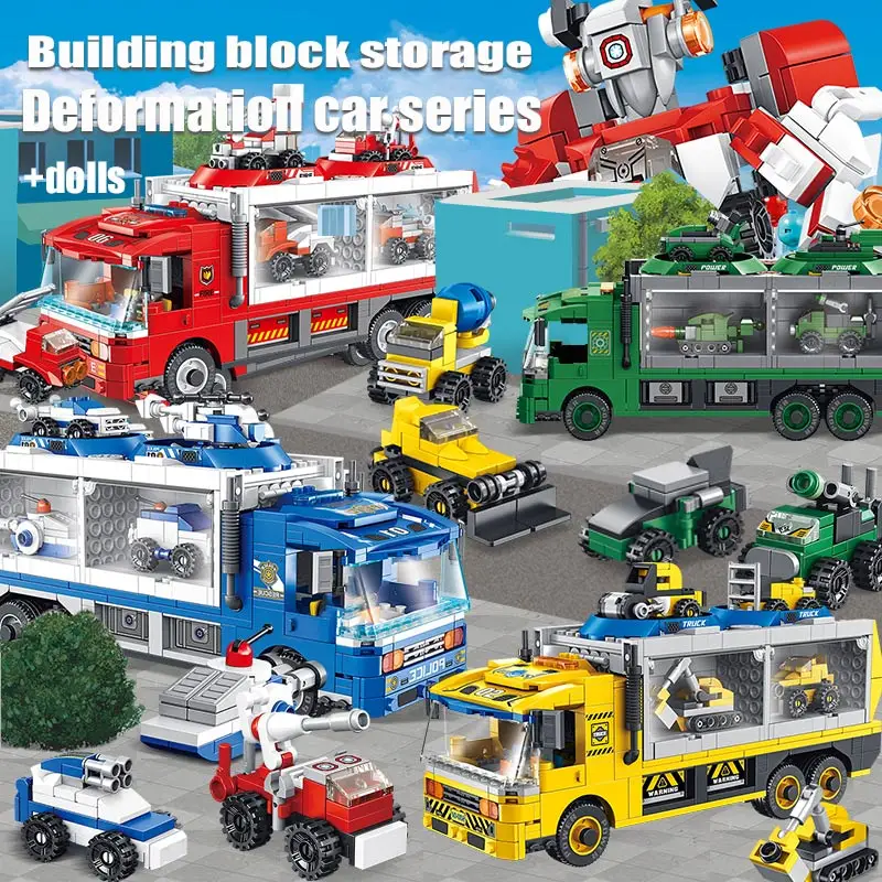 Городской полицейский пожарный автомобиль деформированный Робот строительные