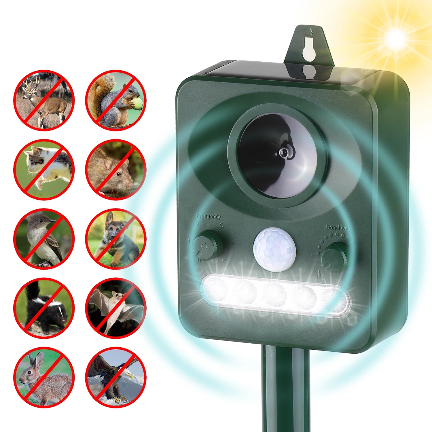 Cat Dog Ultrasonic Repellent Outdoor Solar Powered And Waterproof Animal Repeller Deterrent Scarer Pest Control Eco-Friendly | Дом и сад