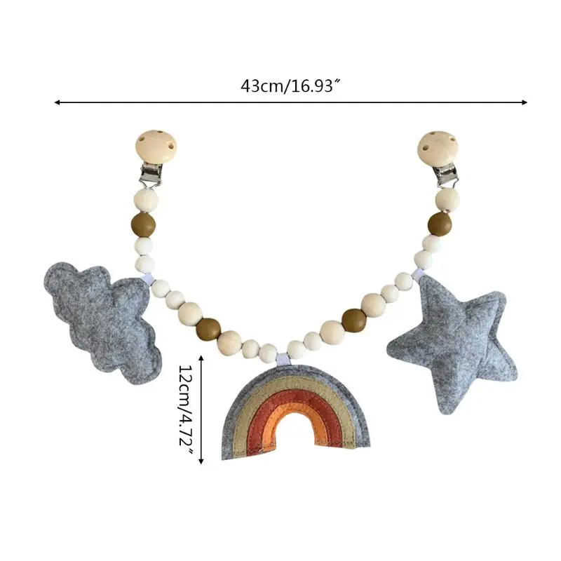 

Baby Wood Pacifier Clip Chain Pram Mobile Rattle Stroller Bed Bell Toy Handmade Nipple Holder Infant Teether Soother Leash Strap